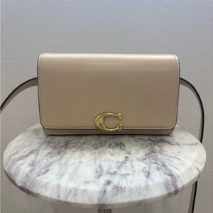 Coach Cream Leather Belt Bag with Gold C Accent